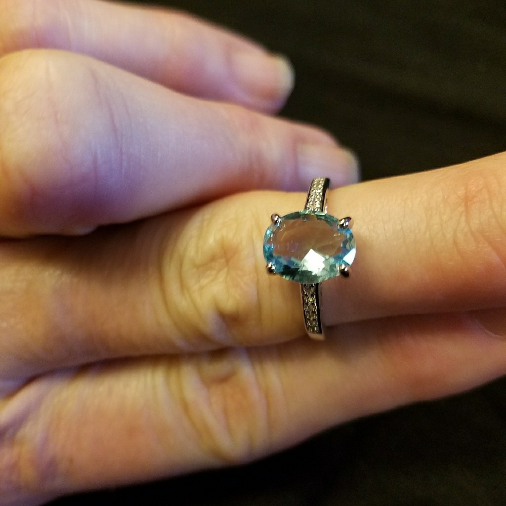 White topaz and aquamarine ring - Picture 3 of 4